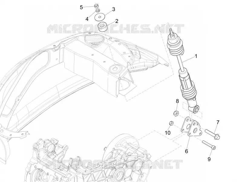 Rear suspension - Shock absorber/s VESPA VESPA-SCOOTER 125 PRIMAVERA 2023  Vespa Primavera 125 4T 3V ie ABS E5 Mickey Mouse