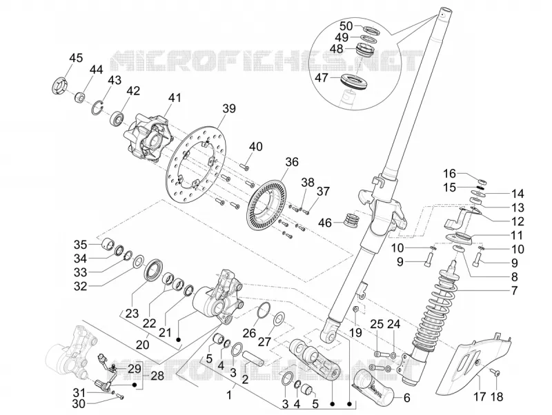 Suspension avant - Amortisseurs VESPA VESPA-SCOOTER ELECTRIC PRIMAVERA 2024  Vespa Primavera Elettrica TECH RED 70 km/h