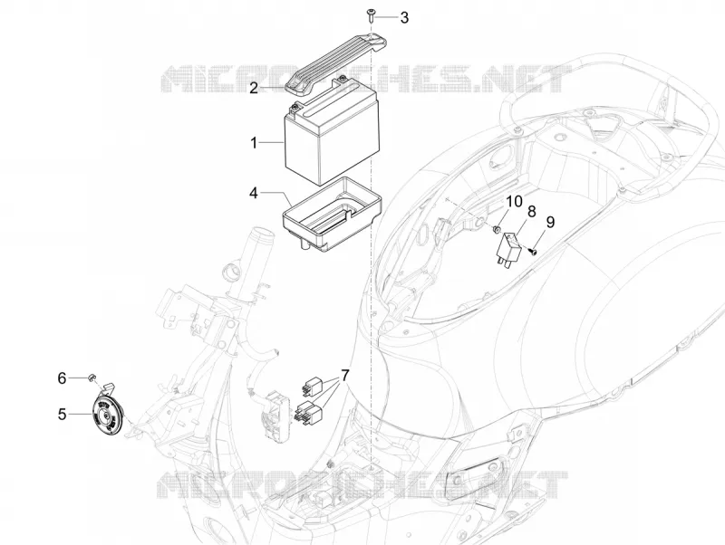 Remote control switches - Battery - Horn VESPA VESPA-SCOOTER 300 GTV 2023  Vespa GTV 300 HPE E5 ABS RST