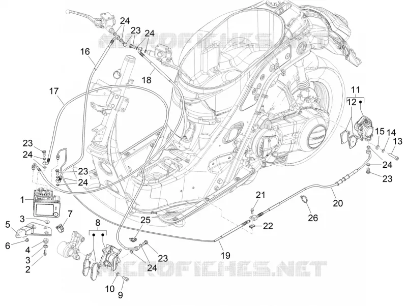Brakes pipes - Calipers (ABS) VESPA VESPA-SCOOTER 310 GTV 2025  Vespa GTV 310 E5+ ABS ASR