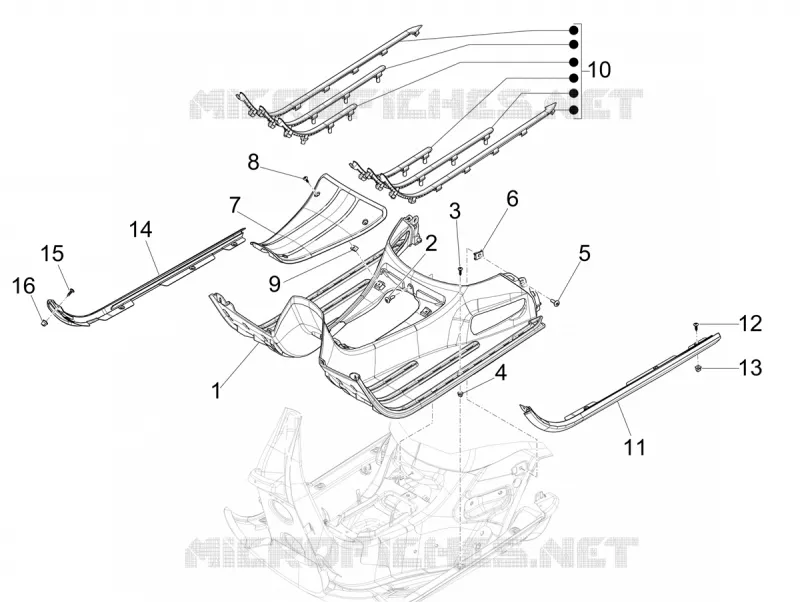 CENTRAL COVER - FOOTRESTS VESPA VESPA-SCOOTER 310 GTV 2025  Vespa GTV 310 E5+ ABS ASR