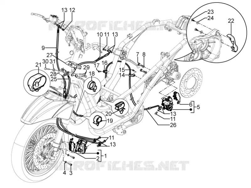 Brakes pipes - Calipers PIAGGIO PIAGGIO-SCOOTER 350 BEVERLY 2013  Beverly 4T 4V ie E3 Sport Touring