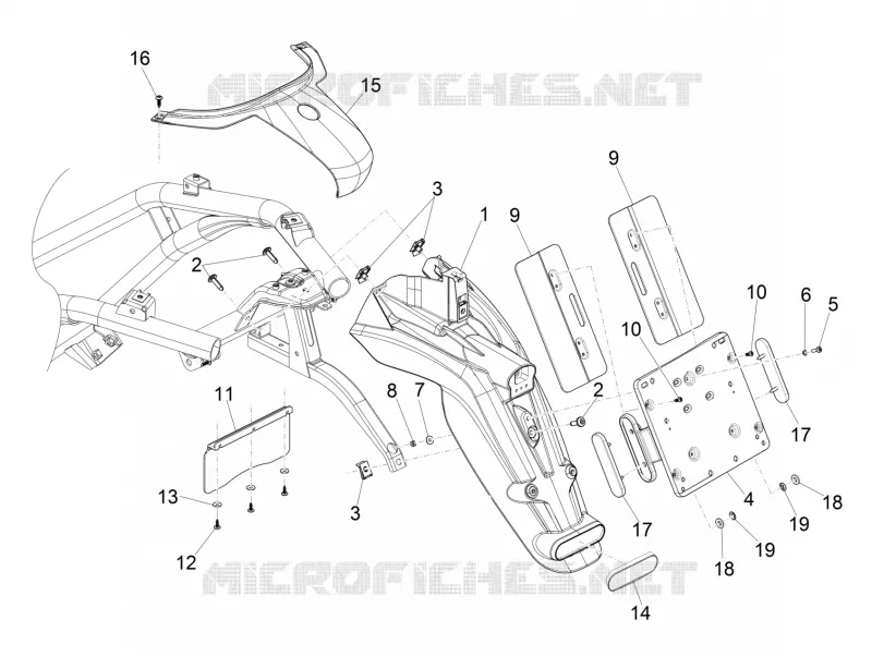 Rear cover - Splash guard PIAGGIO PIAGGIO-SCOOTER 350 BEVERLY 2017  Beverly 4T ST ie ABS E4