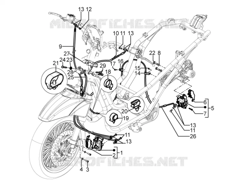 Brakes pipes - Calipers PIAGGIO PIAGGIO-SCOOTER 350 BV 2014  BV 4T 4V ie E3