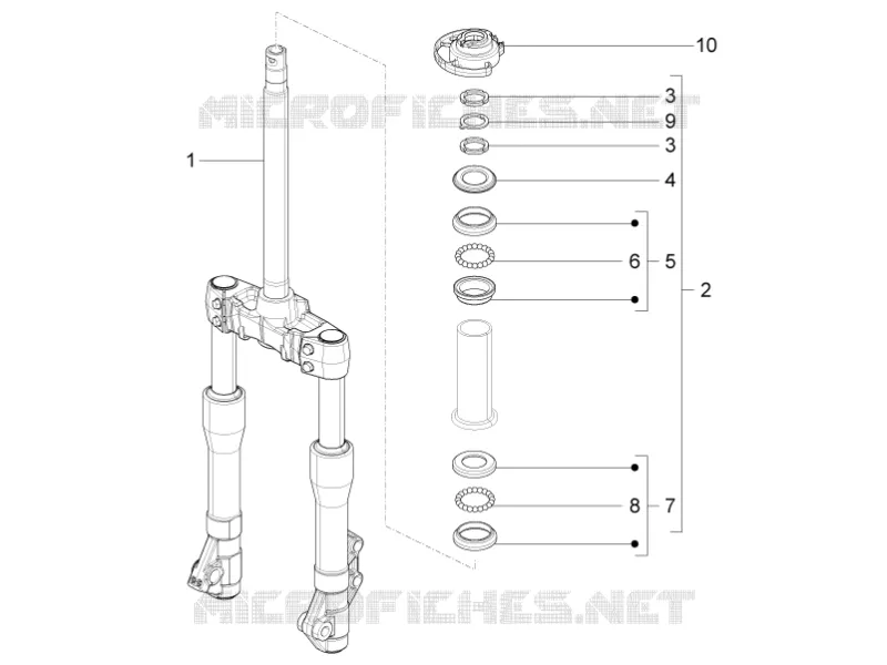 Fork/steering tube - Steering bearing unit PIAGGIO PIAGGIO-SCOOTER 350 BV 2012  BV 4T 4V ie E3