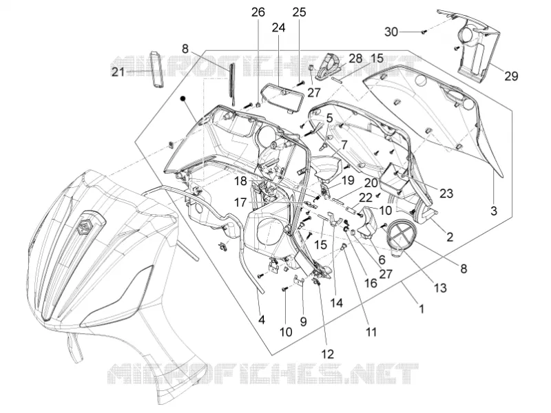 Front glove-box - Knee-guard panel PIAGGIO PIAGGIO-SCOOTER 350 BV 2012  BV 4T 4V ie E3