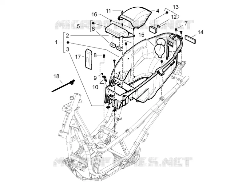 Helmet huosing - Undersaddle PIAGGIO PIAGGIO-SCOOTER 350 BV 2013  BV 4T 4V ie E3