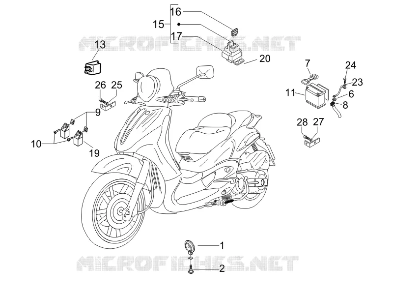 Remote control switches - Battery - Horn PIAGGIO PIAGGIO-SCOOTER 500 BEVERLY 2006  Beverly ie E3