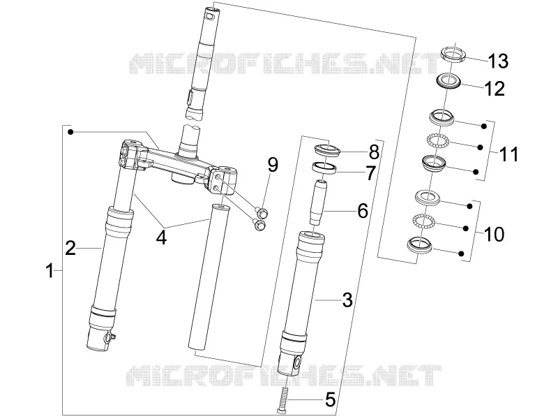 Fork/steering tube - Steering bearing unit PIAGGIO PIAGGIO-SCOOTER 100 FLY 2008  Fly 4T