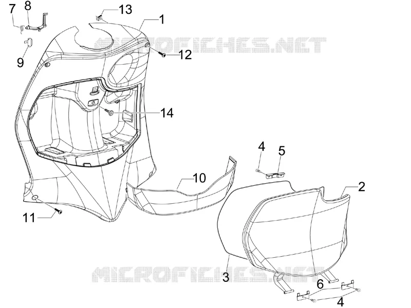 Front glove-box - Knee-guard panel PIAGGIO PIAGGIO-SCOOTER 100 FLY 2012  Fly 4T