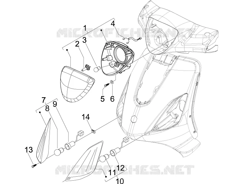 Front headlamps - Turn signal lamps PIAGGIO PIAGGIO-SCOOTER 100 FLY 2011  Fly 4T