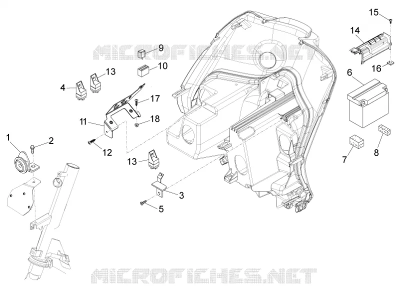 Remote control switches - Battery - Horn PIAGGIO PIAGGIO-SCOOTER 125 FLY 2014  Fly 4T/3V ie