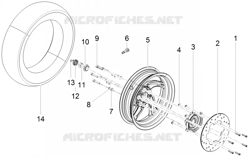 Rear wheel PIAGGIO PIAGGIO-SCOOTER 125 FLY 2012  Fly 4T/3V ie E3 LEM