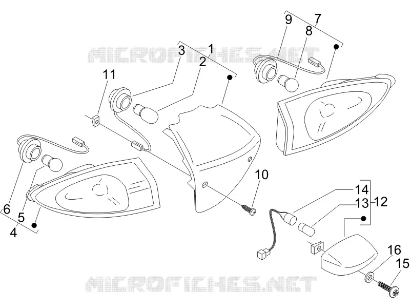 Rear headlamps - Turn signal lamps PIAGGIO PIAGGIO-SCOOTER 125 FLY 2007  Fly 4T