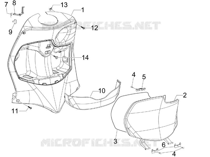 Front glove-box - Knee-guard panel PIAGGIO PIAGGIO-SCOOTER 125 FLY 2010  Fly 4T E3