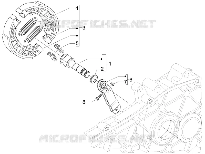 Rear brake - Brake jaw PIAGGIO PIAGGIO-SCOOTER 125 FLY 2008  Fly 4T E3