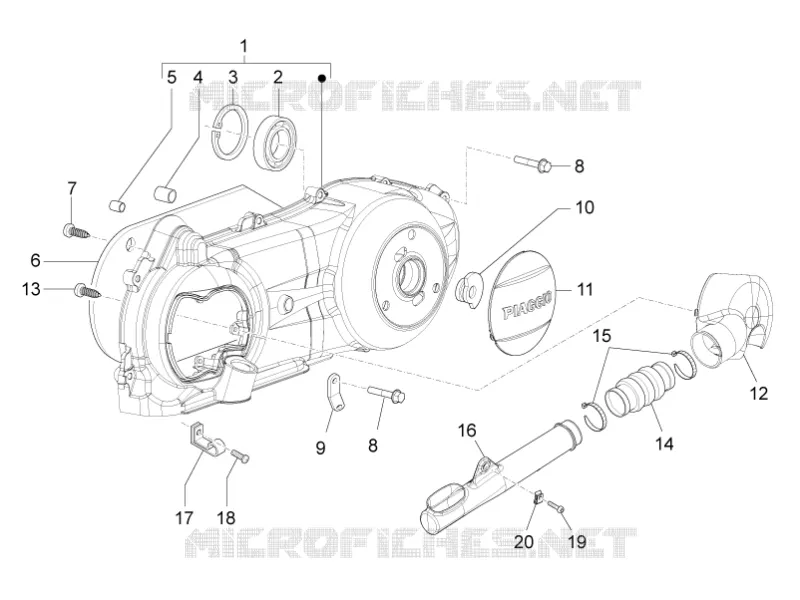 Crankcase cover - Crankcase cooling PIAGGIO PIAGGIO-SCOOTER 125 FLY 2012  Fly 4T E3