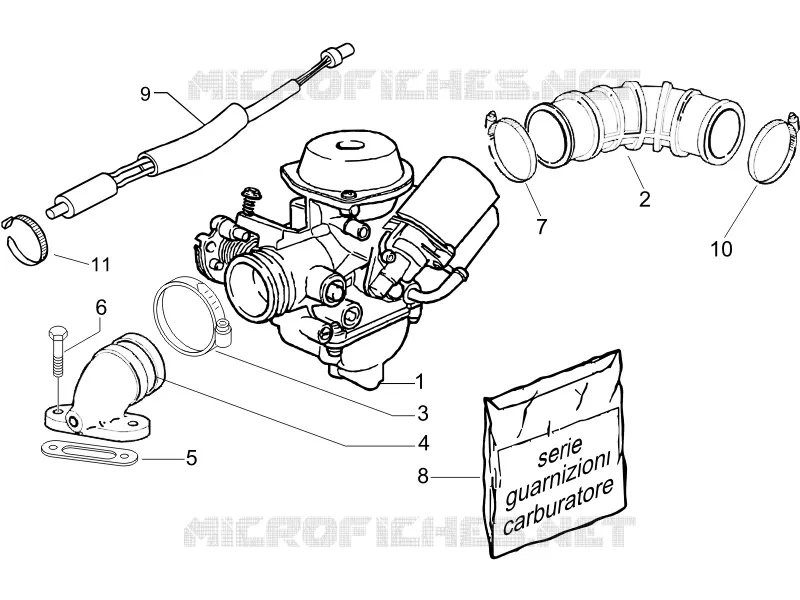 Carburettor, assembly - Union pipe PIAGGIO PIAGGIO-SCOOTER 150 FLY 2006  Fly 4T