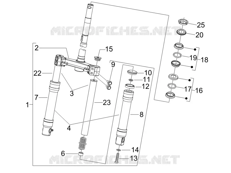 Fork/steering tube - Steering bearing unit PIAGGIO PIAGGIO-SCOOTER 150 FLY 2007  Fly 4T