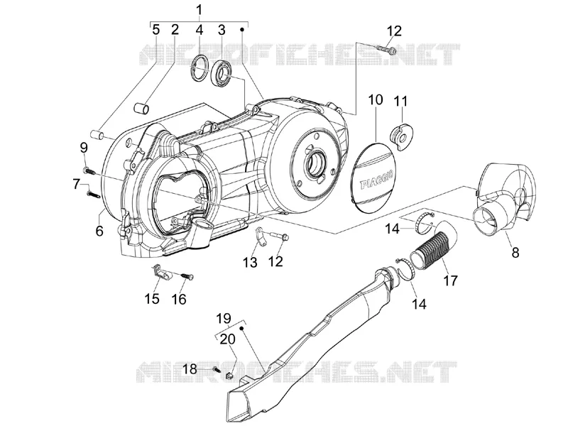 Crankcase cover - Crankcase cooling PIAGGIO PIAGGIO-SCOOTER 150 FLY 2007  Fly 4T