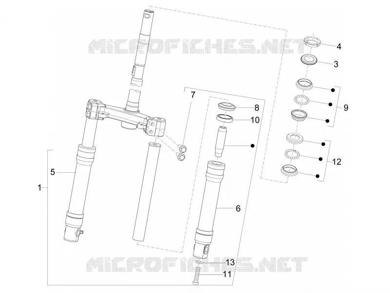 Fork/steering tube - Steering bearing unit PIAGGIO PIAGGIO-SCOOTER 150 FLY 2009  Fly 4T