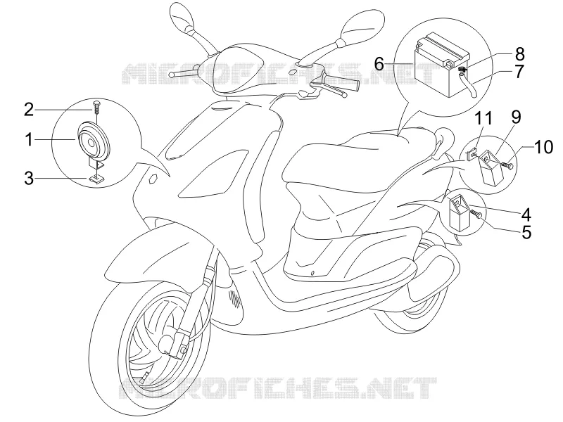 Remote control switches - Battery - Horn PIAGGIO PIAGGIO-SCOOTER 150 FLY 2011  Fly 4T