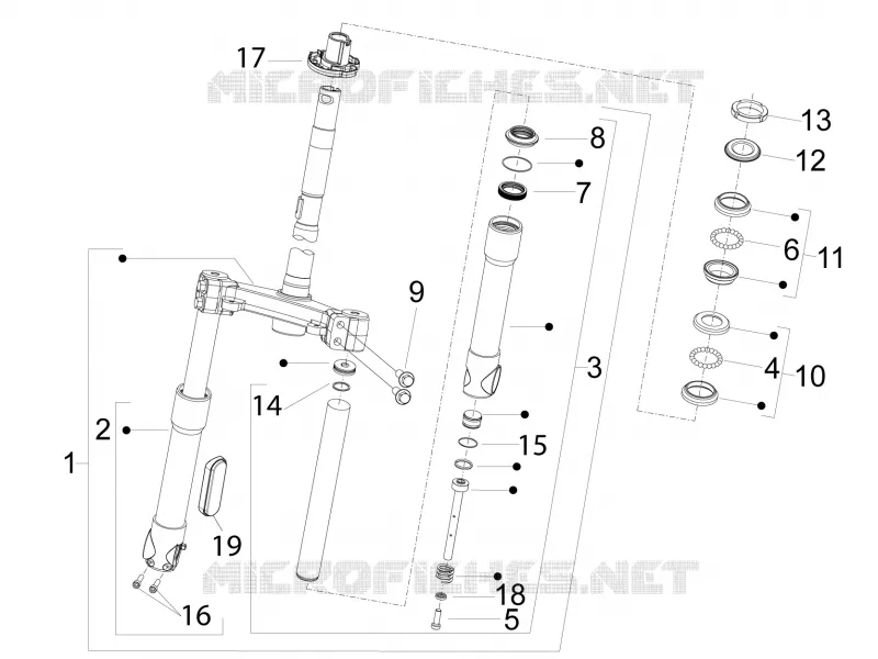 Fork/steering tube - Steering bearing unit PIAGGIO PIAGGIO-SCOOTER 150 FLY 2014  Fly 4T 3V ie