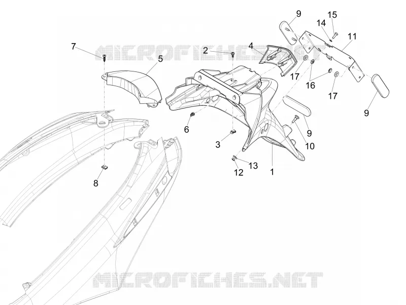 Rear cover - Splash guard PIAGGIO PIAGGIO-SCOOTER 150 FLY 2014  Fly 4T 3V ie