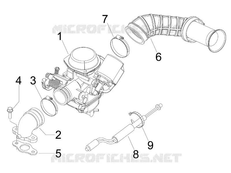 Carburettor, assembly - Union pipe PIAGGIO PIAGGIO-SCOOTER 150 FLY 2008  Fly 4T E3