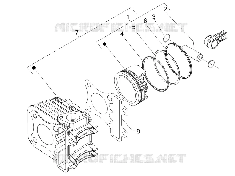 Cylinder-piston-wrist pin unit PIAGGIO PIAGGIO-SCOOTER 150 FLY 2011  Fly 4T E3