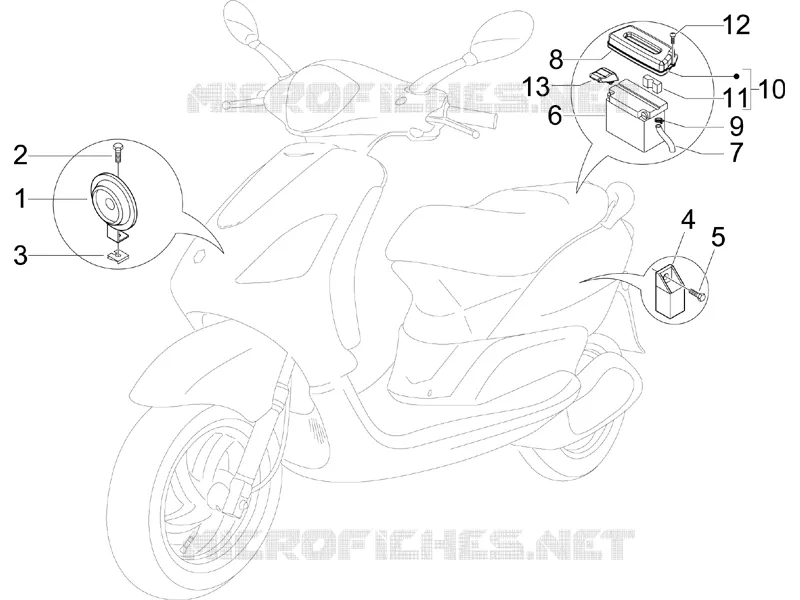 Remote control switches - Battery - Horn PIAGGIO PIAGGIO-SCOOTER 50 FLY 2007  Fly 2T