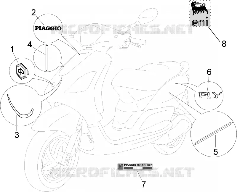 Plates - Emblems PIAGGIO PIAGGIO-SCOOTER 50 FLY 2011  Fly 2T
