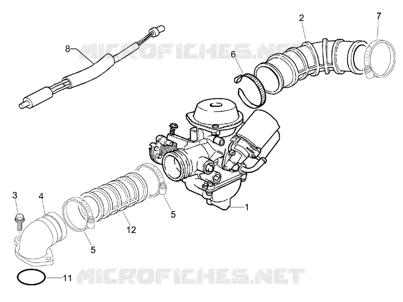 Carburettor, assembly - Union pipe PIAGGIO PIAGGIO-SCOOTER 50 FLY 2007  Fly 4T 2V