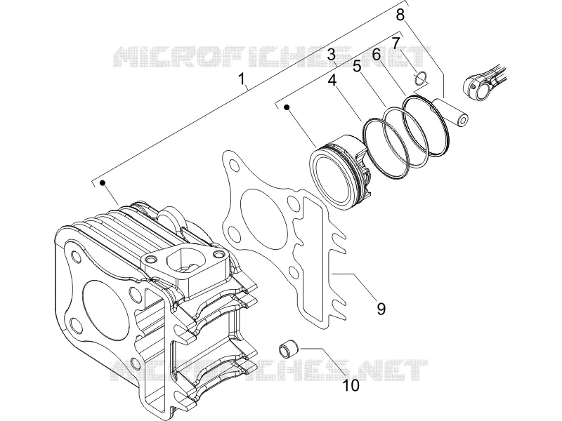 Cylinder-piston-wrist pin unit PIAGGIO PIAGGIO-SCOOTER 50 FLY 2006  Fly 4T 2V