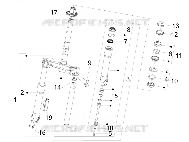 Fork/steering tube - Steering bearing unit PIAGGIO PIAGGIO-SCOOTER 50 FLY 2016  Fly 4T 2V 25-30Km/h