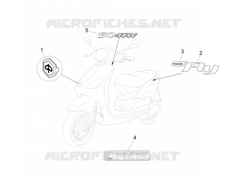 Plates - Emblems PIAGGIO PIAGGIO-SCOOTER 50 FLY 2017  Fly 4T 2V 25-30Km/h