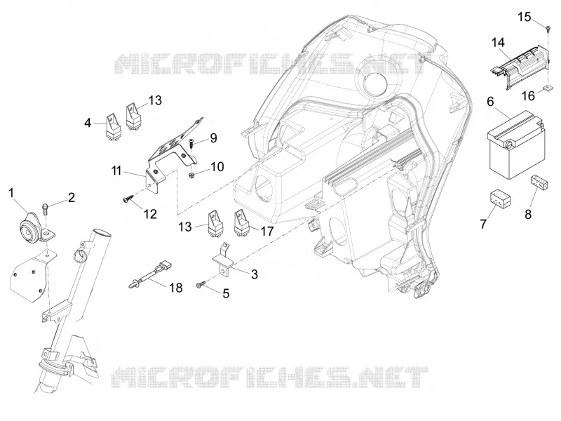 Remote control switches - Battery - Horn PIAGGIO PIAGGIO-SCOOTER 50 FLY 2013  Fly 4T 4V