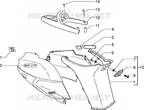 Central protection PIAGGIO PIAGGIO-SCOOTER 80 SKR-CITY Before 200  Skr City