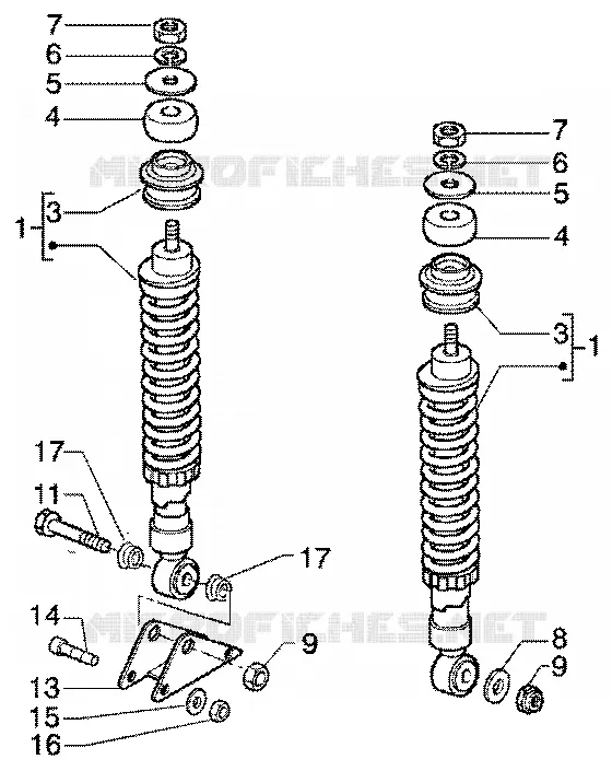 Rear dampers PIAGGIO PIAGGIO-SCOOTER 125 SUPER-HEXAGON Other year  Super Hexagon GTX