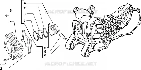 Cylinder-piston-wrist pin, assy PIAGGIO PIAGGIO-SCOOTER 50 ZIP Other year  Zip 4T