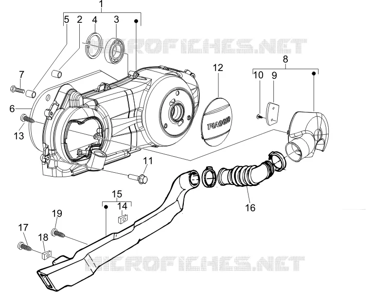 Crankcase cover - Crankcase cooling PIAGGIO PIAGGIO-SCOOTER 125 LIBERTY 2007  Liberty 4T