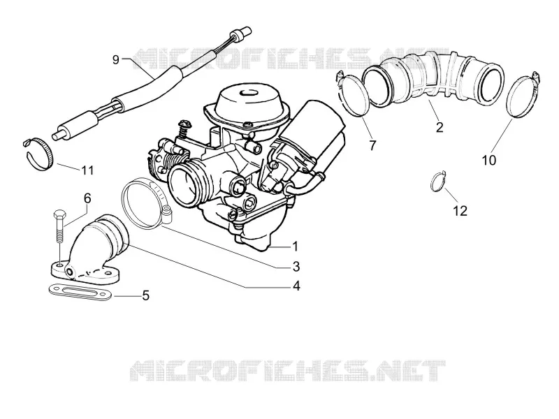 Carburettor, assembly - Union pipe PIAGGIO PIAGGIO-SCOOTER 125 LIBERTY 2012  Liberty 4T 2V E3