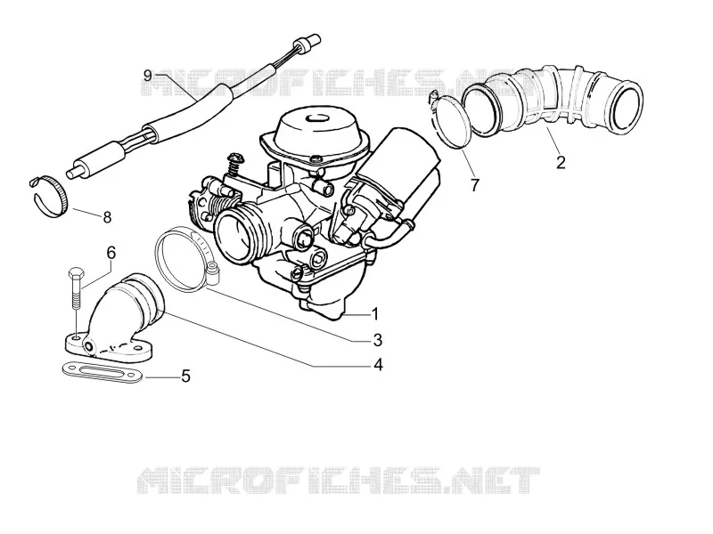 Carburettor, assembly - Union pipe PIAGGIO PIAGGIO-SCOOTER 125 LIBERTY 2008  Liberty 4T E3