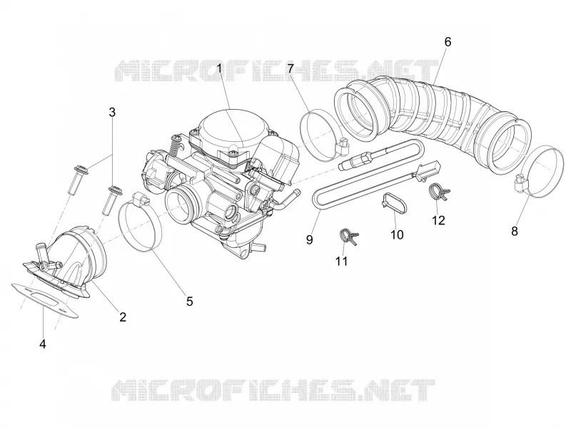 Carburettor, assembly - Union pipe PIAGGIO PIAGGIO-SCOOTER 125 LIBERTY 2013  Liberty 4T PTT E3 (E)
