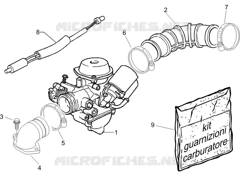 Carburettor, assembly - Union pipe PIAGGIO PIAGGIO-SCOOTER 50 LIBERTY 2008  Liberty 4T