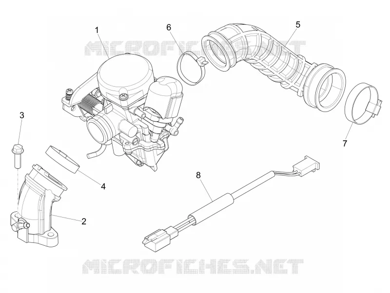 Carburettor, assembly - Union pipe PIAGGIO PIAGGIO-SCOOTER 50 LIBERTY 2010  Liberty 4T Delivery