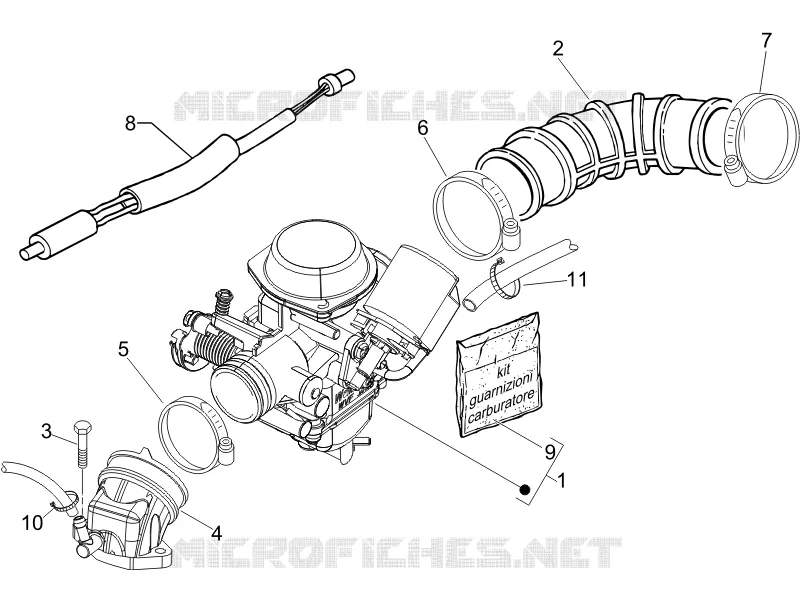 Carburettor, assembly - Union pipe PIAGGIO PIAGGIO-SCOOTER 50 LIBERTY 2008  Liberty 4T PTT (D)