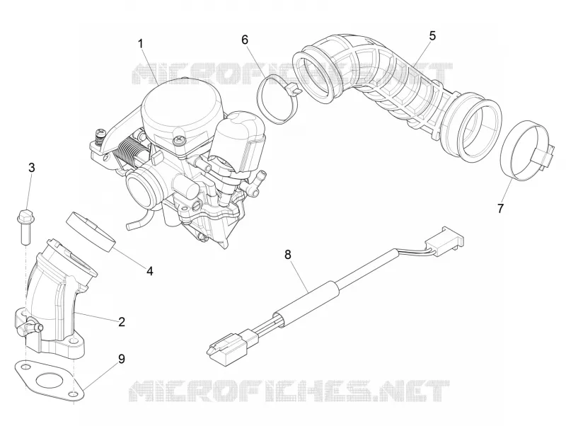 Carburettor, assembly - Union pipe PIAGGIO PIAGGIO-SCOOTER 50 LIBERTY 2009  Liberty 4T PTT
