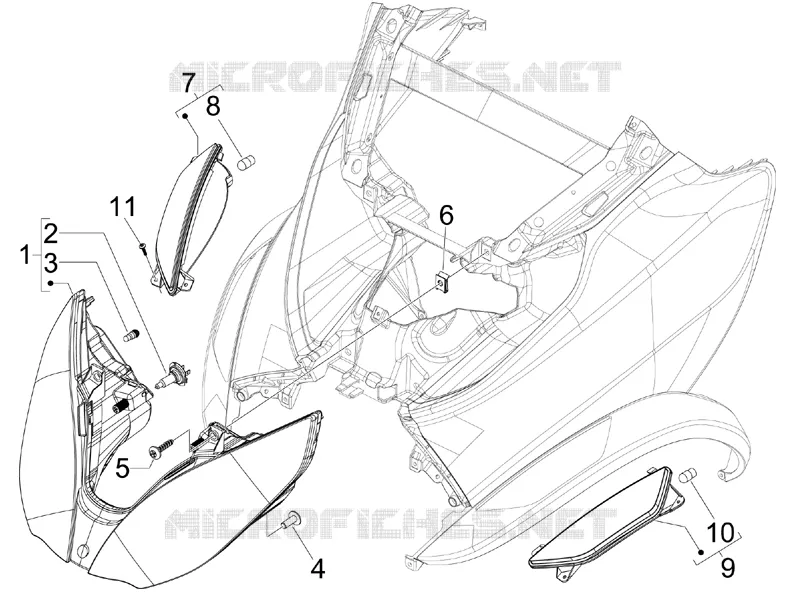 Front headlamps - Turn signal lamps PIAGGIO PIAGGIO-SCOOTER 300 MP3 2011  MP3 4T 4V ie ERL Ibrido