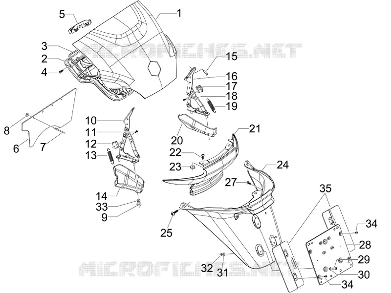 Rear cover - Splash guard PIAGGIO PIAGGIO-SCOOTER 300 MP3 2011  MP3 4T 4V ie LT Ibrido